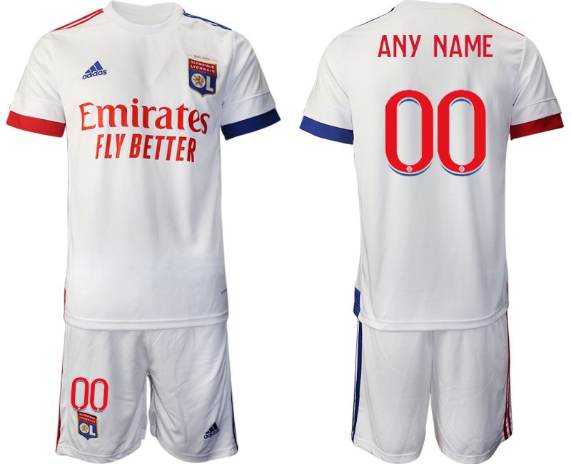 Men 2020-2021 club Lyon home customized white Soccer Jerseys